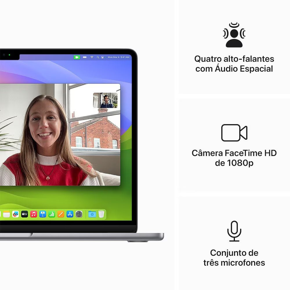 MacBook Air M3 de 15,3 Polegadas  - 16GB RAM, 256GB SSD - CPU de 8 núcleos e GPU de 8 núcleos
