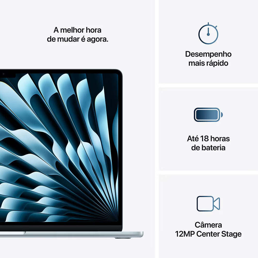 MacBook Air M4 de 15,3 Polegadas  - 16GB RAM, 512GB SSD - CPU de 10 núcleos e GPU de 10 núcleos