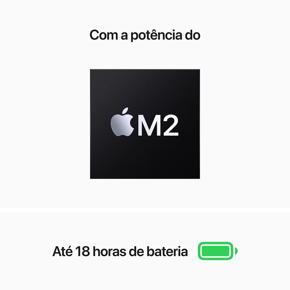 MacBook Air M2 de 13,6 Polegadas  - 8GB RAM, 256GB SSD - CPU de 8 núcleos e GPU de 8 núcleos