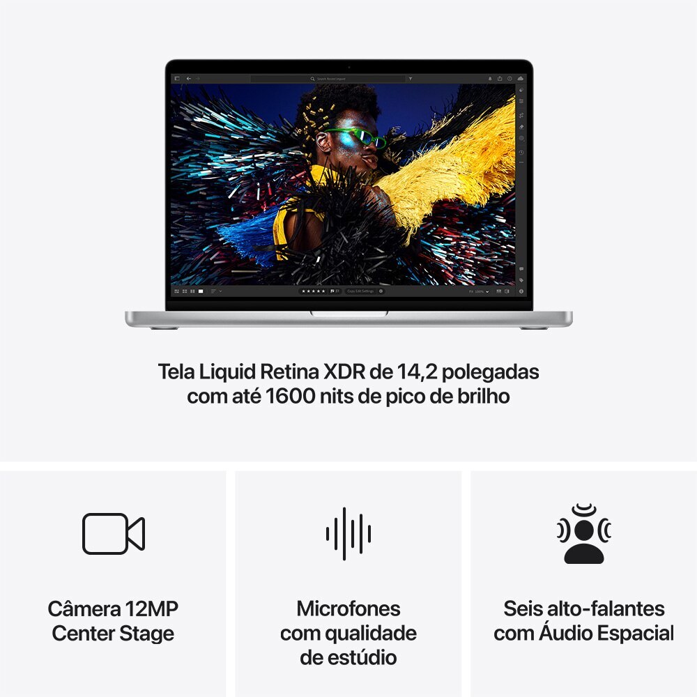 MacBook Pro M4 de 14,2 Polegadas  - 24GB RAM, 1TB SSD - CPU de 10 núcleos e GPU de 10 núcleos