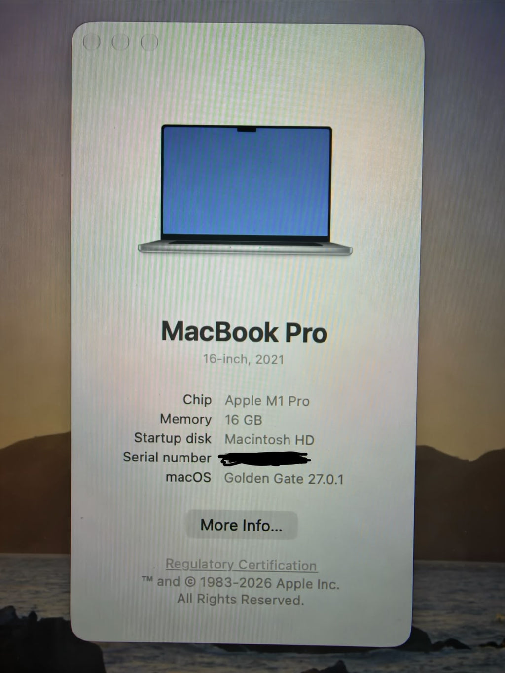 Outlet - MacBook Pro M1 de 16,2 Polegadas, M1 Pro  - 16GB RAM, 1TB SSD - Impecável