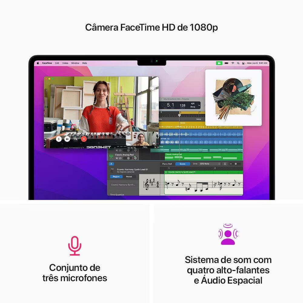 MacBook Air M2 de 13,6 Polegadas  - 8GB RAM, 256GB SSD - CPU de 8 núcleos e GPU de 8 núcleos