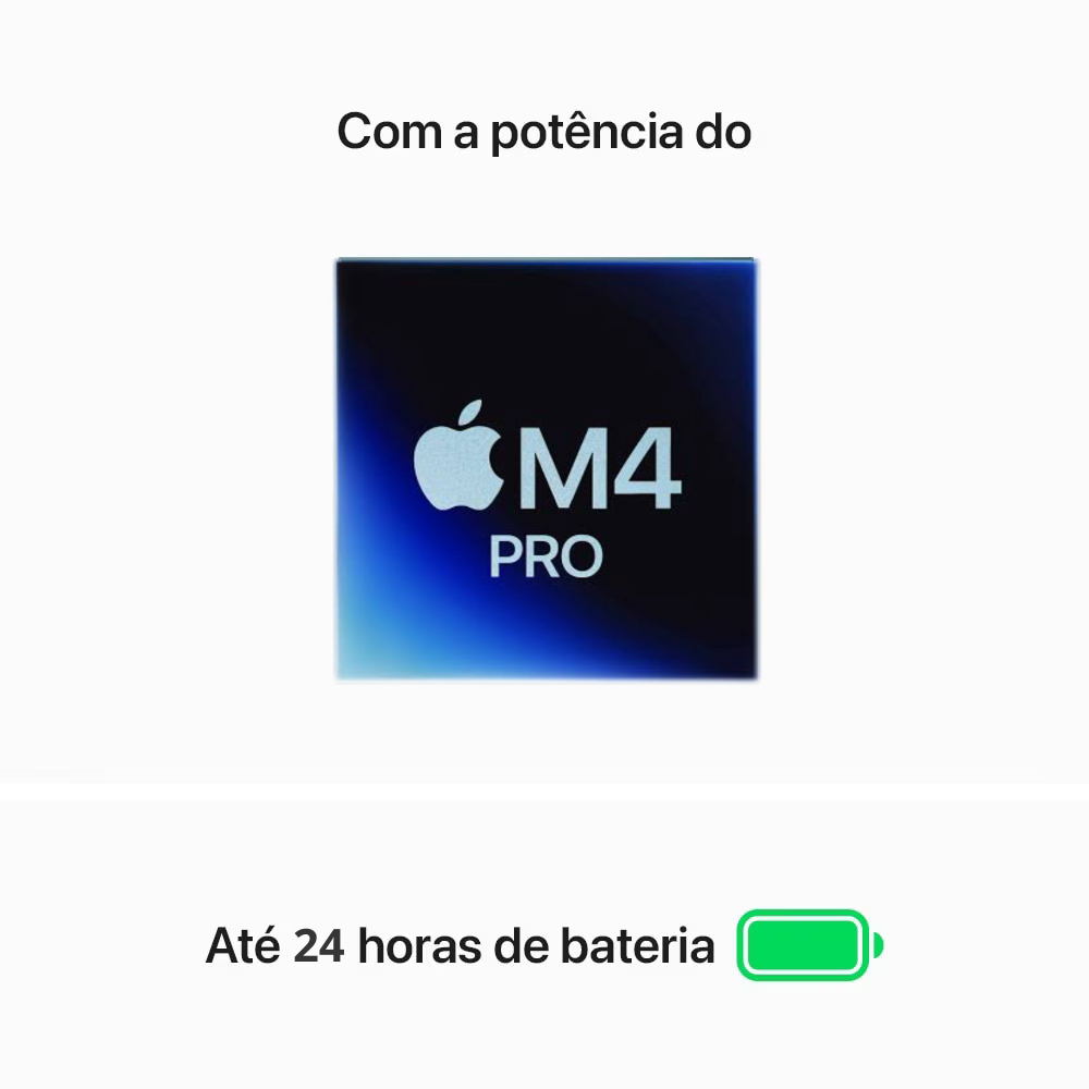 MacBook Pro M4 de 16,2 Polegadas, M4 Pro - 48GB RAM, 512SSD - CPU de 14 núcleos e GPU de 20 núcleos