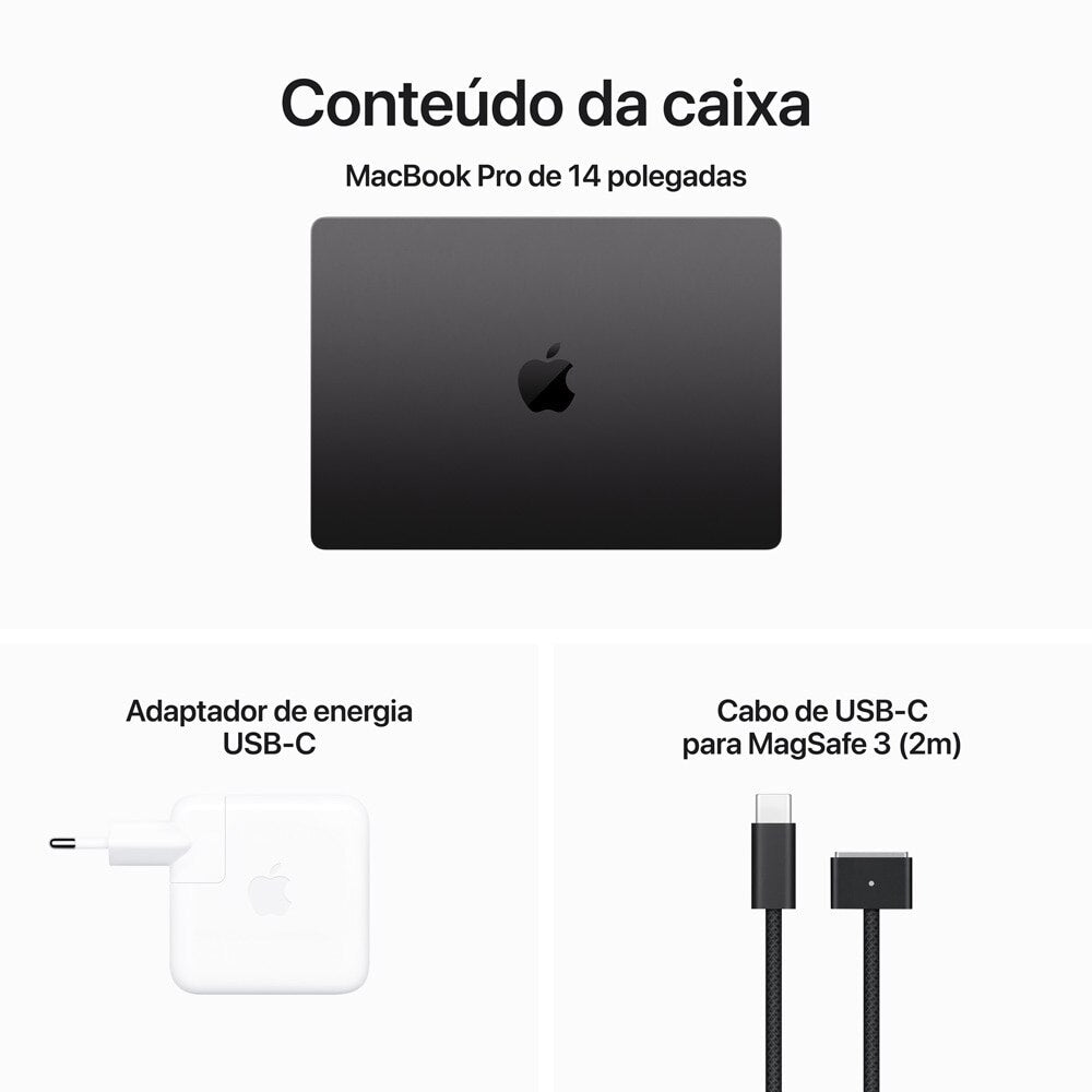 MacBook Pro M3 de 14,2 Polegadas, M3 Pro  - 18GB RAM, 1TB SSD - CPU de 12 núcleos e GPU de 18 núcleos