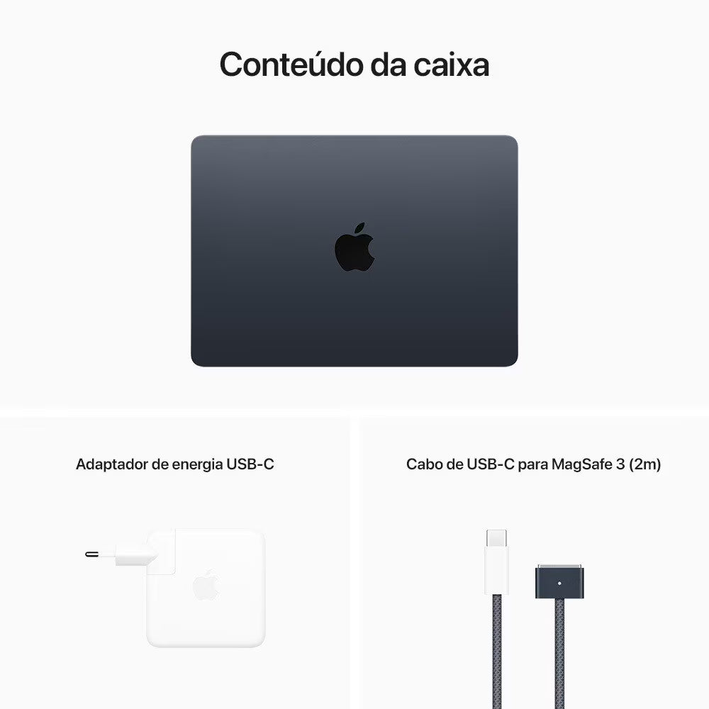 MacBook Air M2 de 13,6 Polegadas  - 16GB RAM, 256GB SSD - CPU de 8 núcleos e GPU de 8 núcleos