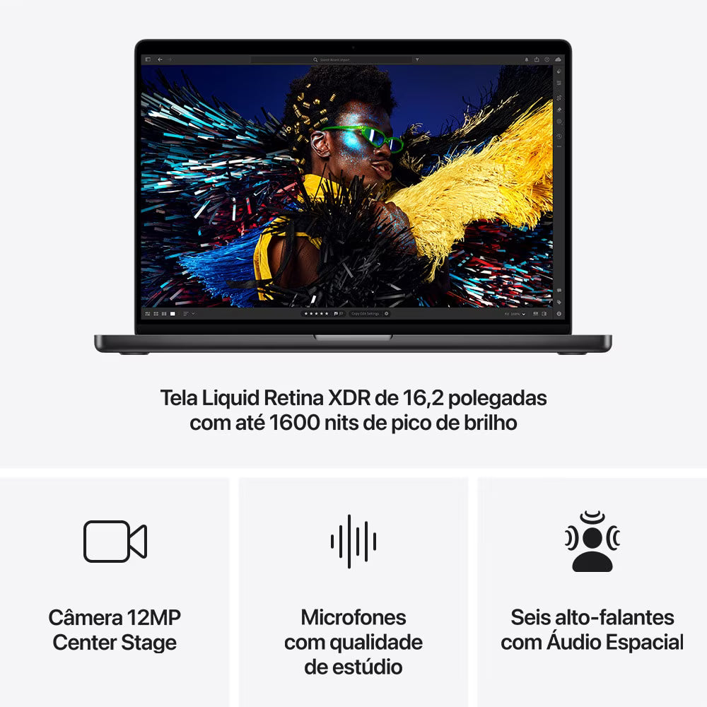MacBook Pro M4 de 16,2 Polegadas, M4 Max - 48GB RAM, 1TB SSD - CPU de 16 núcleos e GPU de 40 núcleos