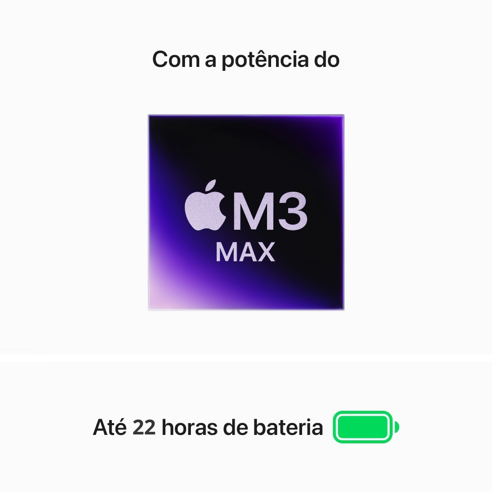 MacBook Pro M3 Max de 16,2 Polegadas, M3 Max  - 48GB RAM, 1TB SSD - CPU de 16 núcleos e GPU de 40 núcleos