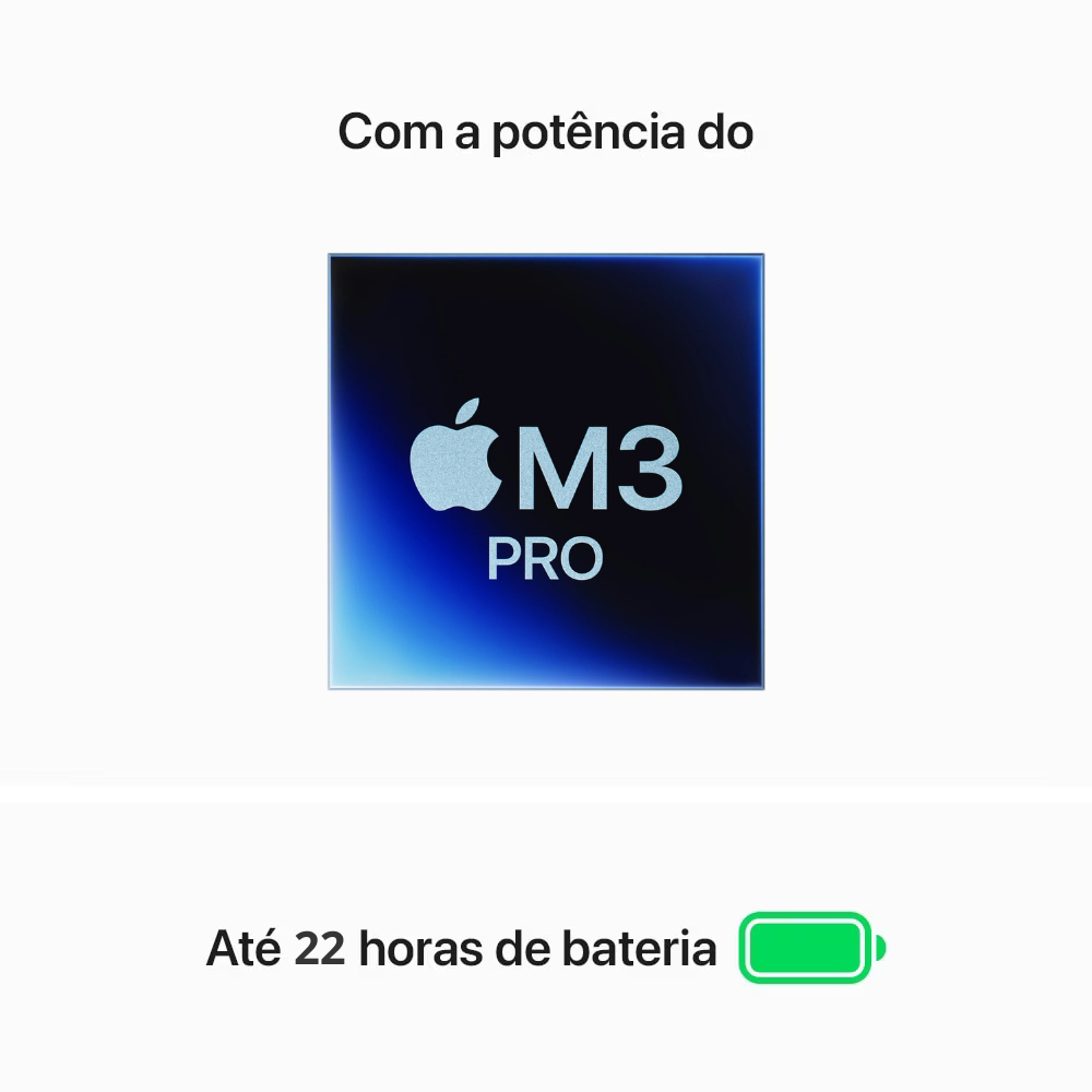 MacBook Pro M3 de 14,2 Polegadas, M3 Pro  - 18GB RAM, 1TB SSD - CPU de 12 núcleos e GPU de 18 núcleos